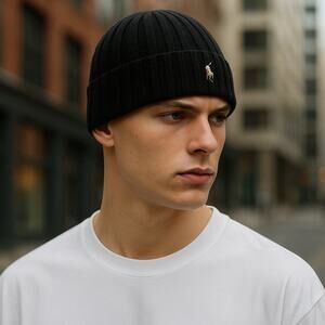 Polo Ralph Lauren Beanie Merino Wool Blend Horse Logo